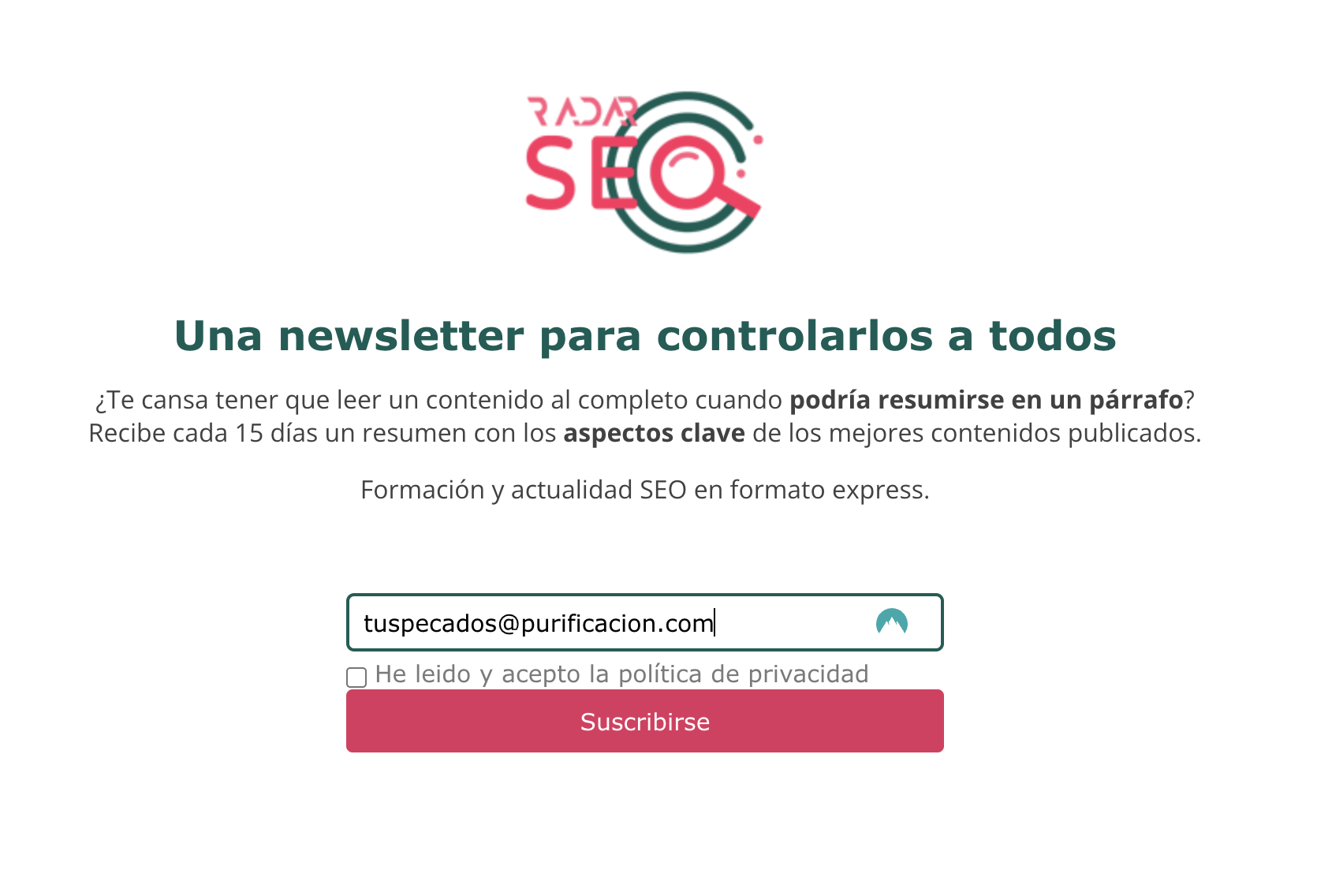Radar SEO newsletter