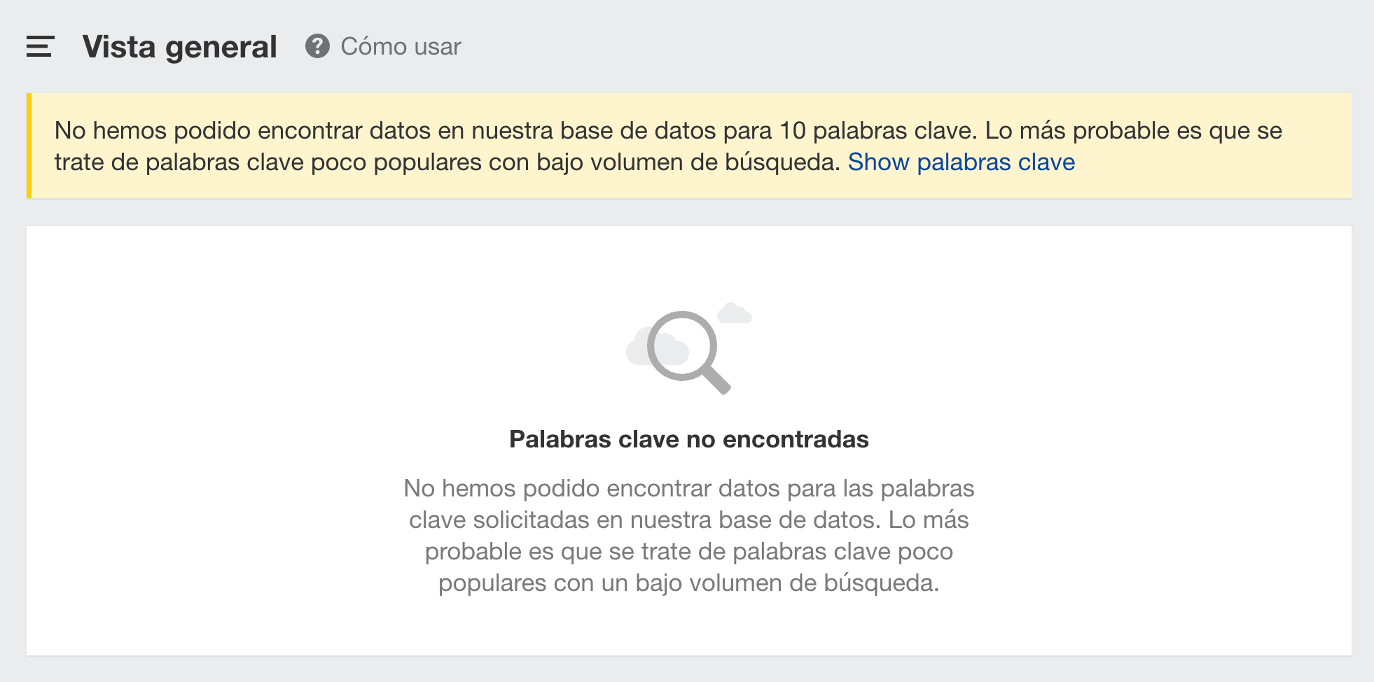 Sin volúmenes de búsqueda para las palabras clave long-tail generadas por ChatGPT, a través del Keywords Explorer de Ahrefs.