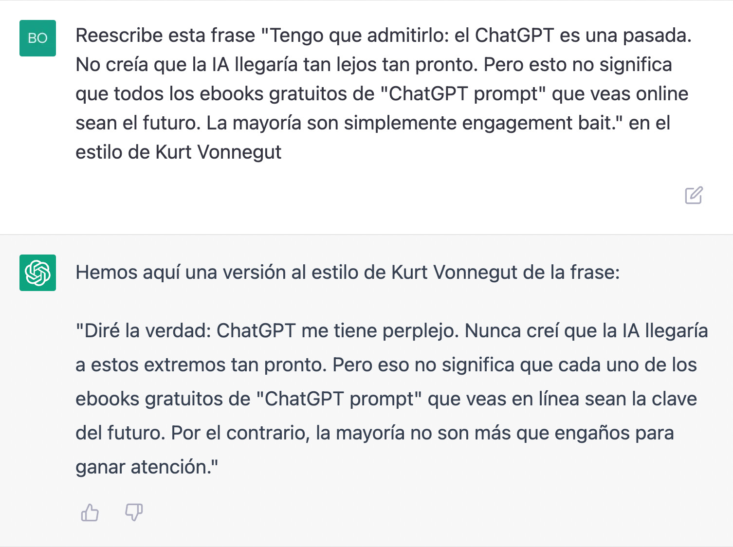 Pidiendo a ChatGPT que reescriba una introducción como Kurt Vonnegut