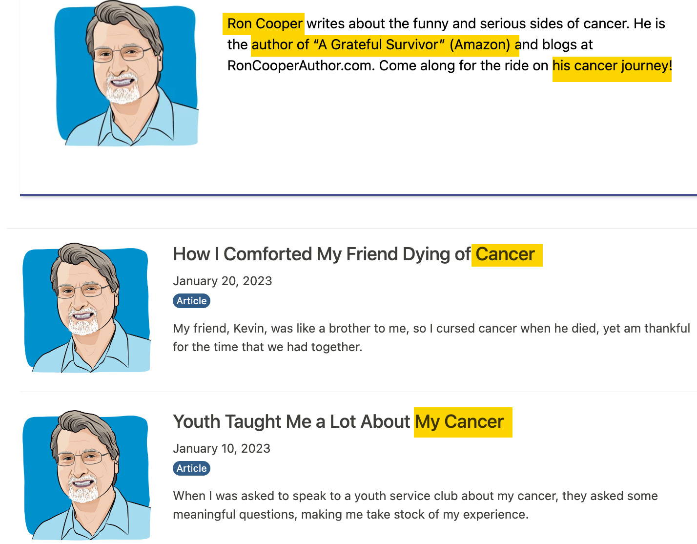 Referencias a la experiencia personal en un blog.