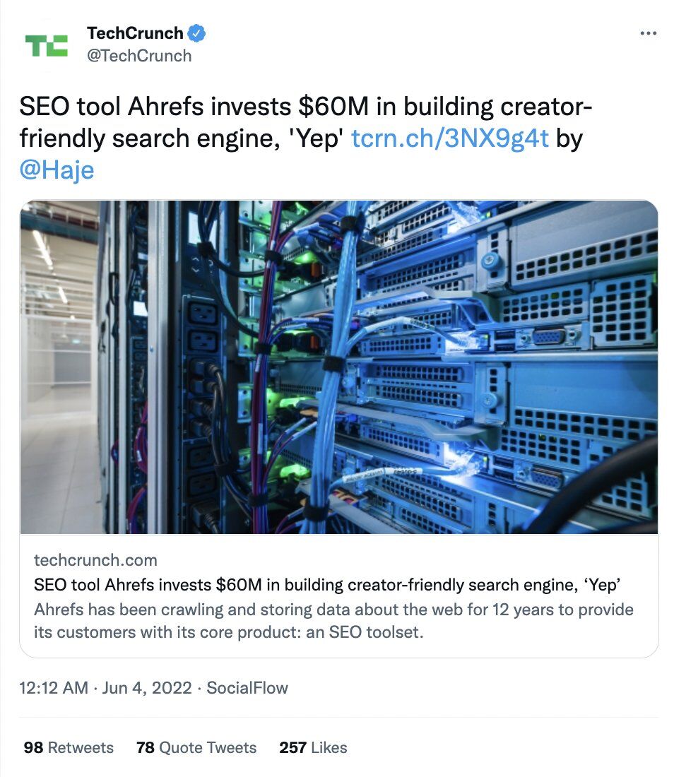 TechCrunch cubre el motor de búsqueda Yep.com.