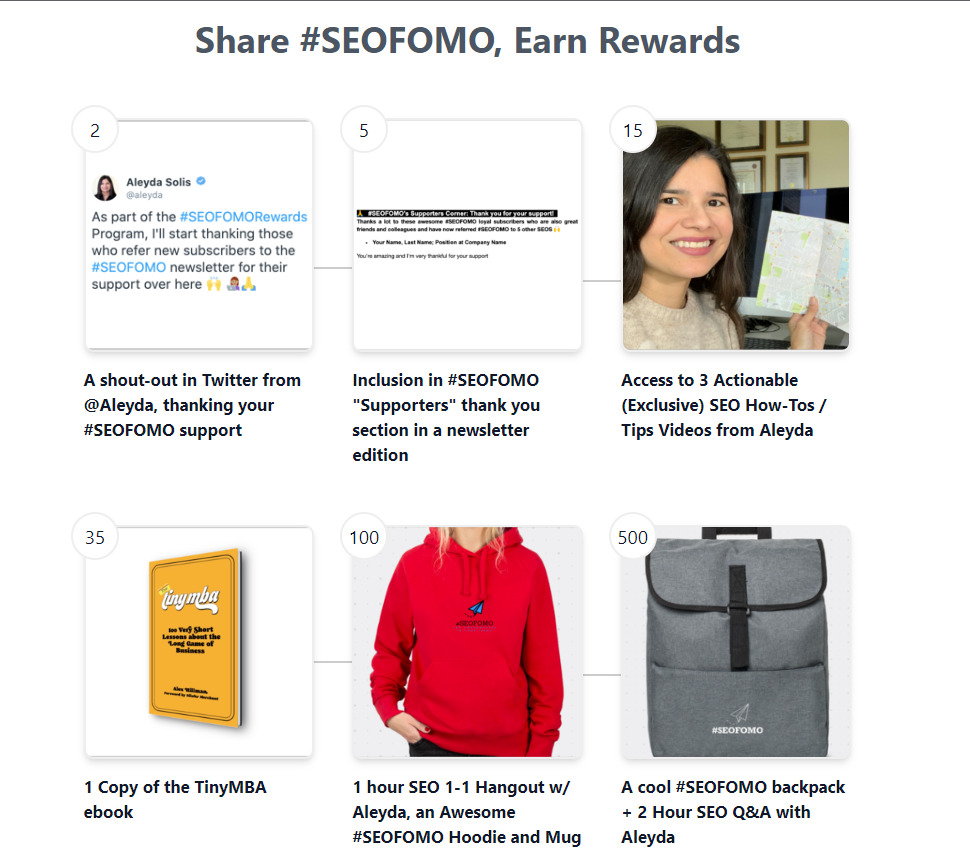 Programa de referidos de una newsletter con recompensas