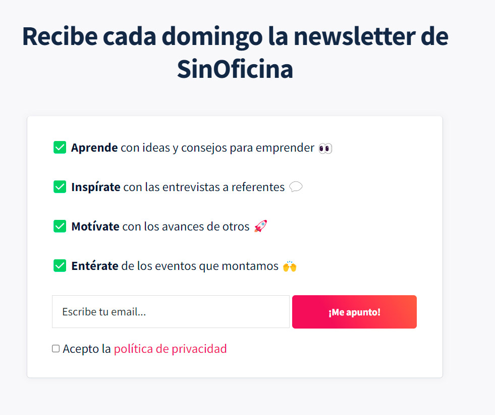 Ejemplo de una newsletter con objetivo claro
