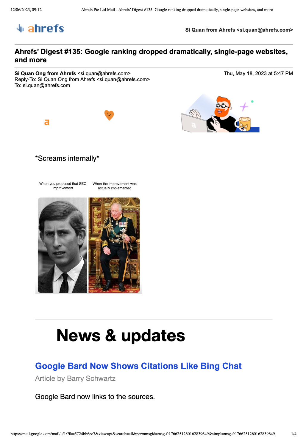 Newsletter de Ahrefs