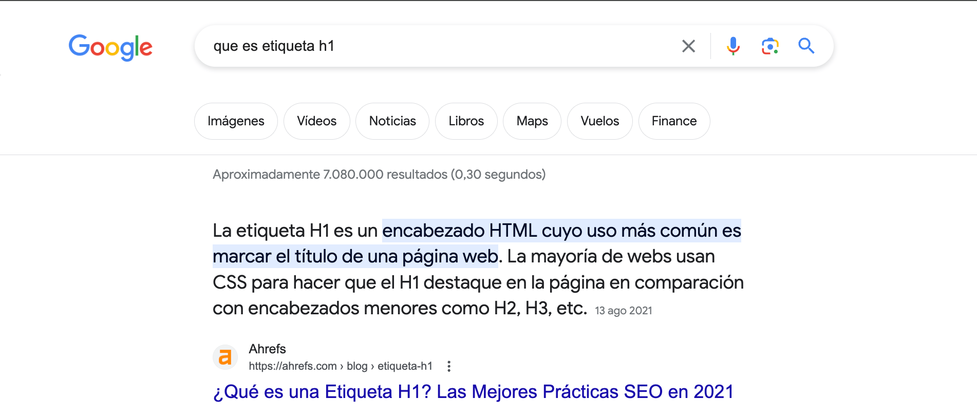 Ejemplo de un fragmento destacado.