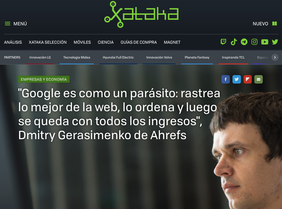 Ahrefs aparece en un artículo de Xataka