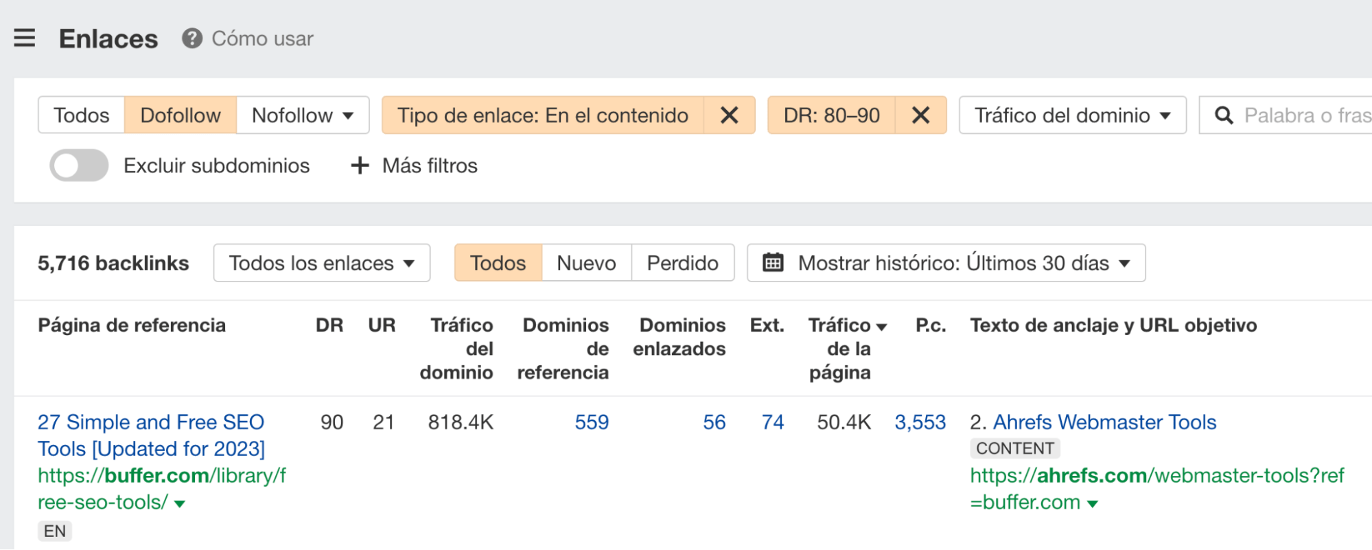 Informe de Enlaces en AWT.