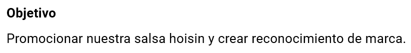 Sección "Objetivo" en el esquema de contenidos.