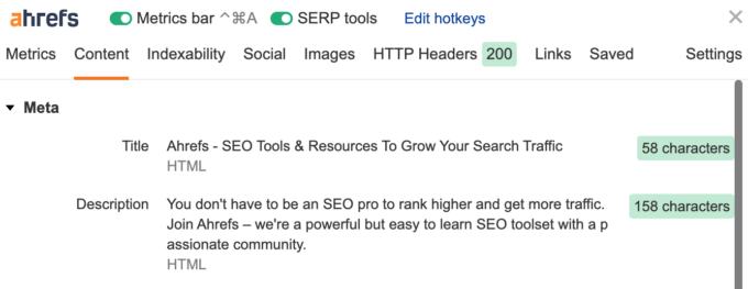 Ejemplo de Title tag y Descripción.
