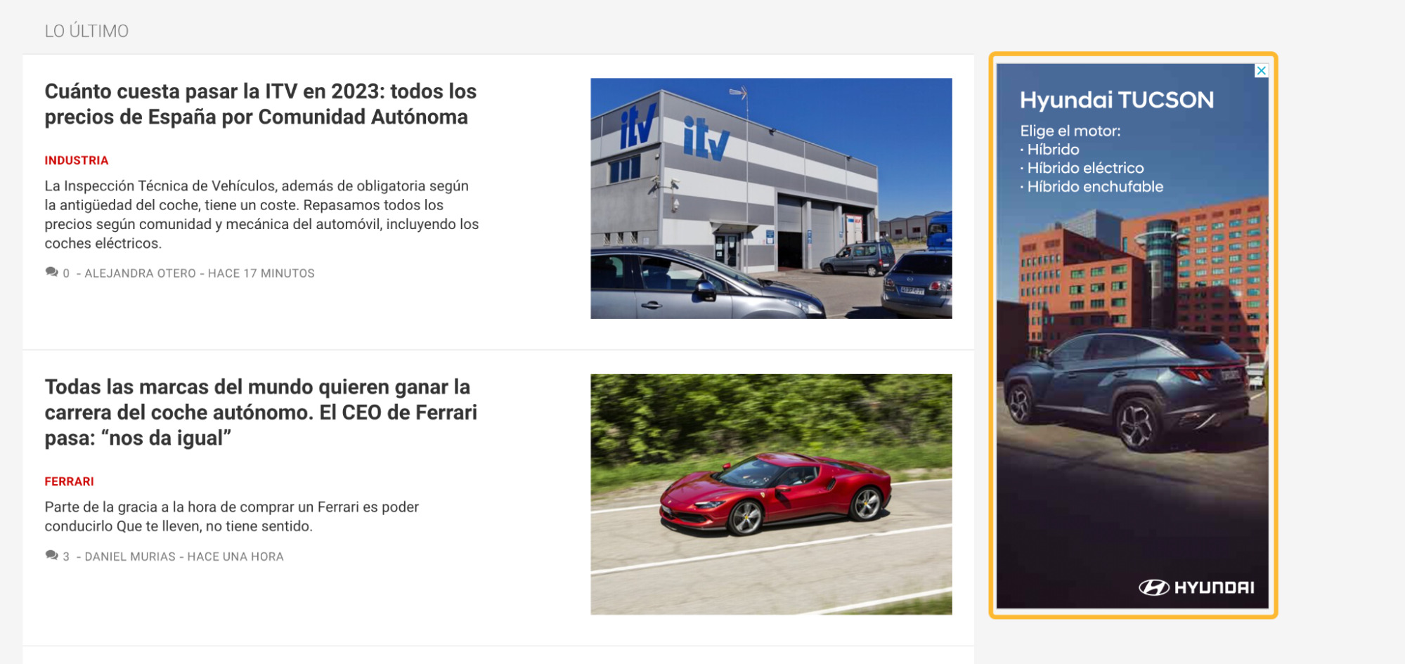 Ejemplo de anuncios display en un blog.