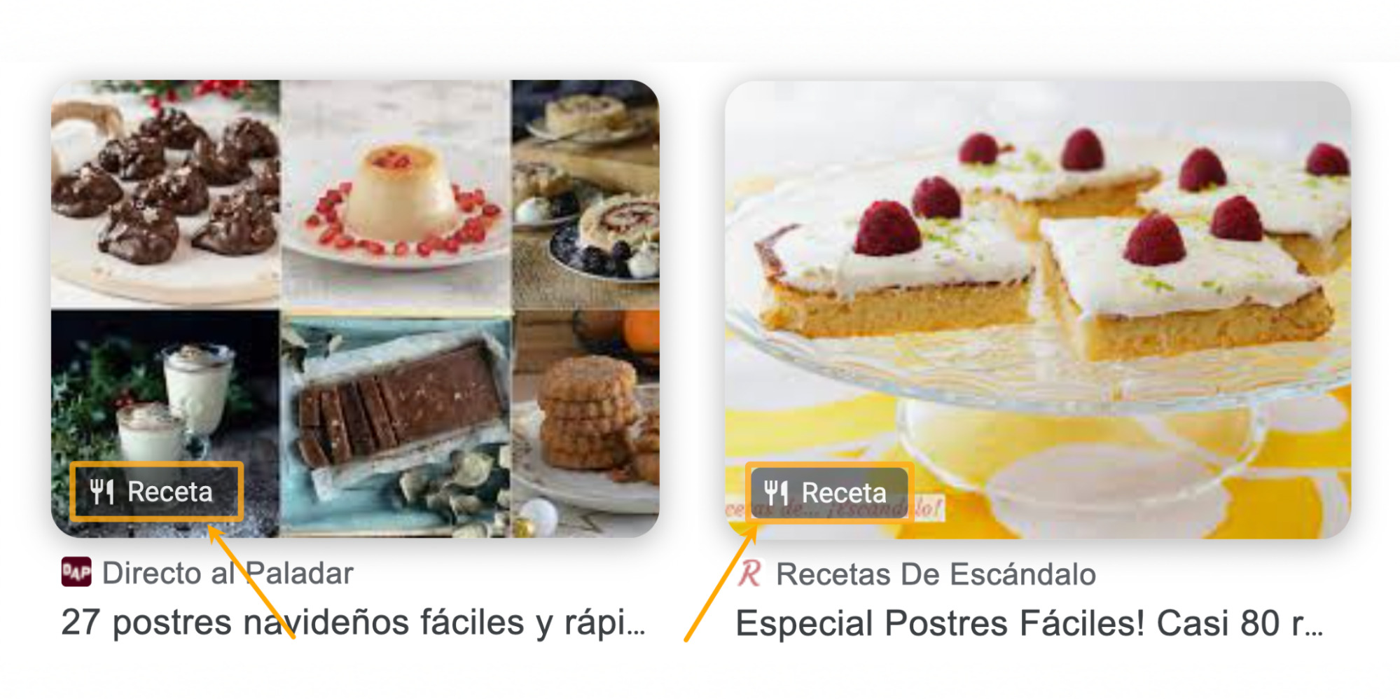 Marcado schema en las imágenes de Google, con una etiqueta de receta.