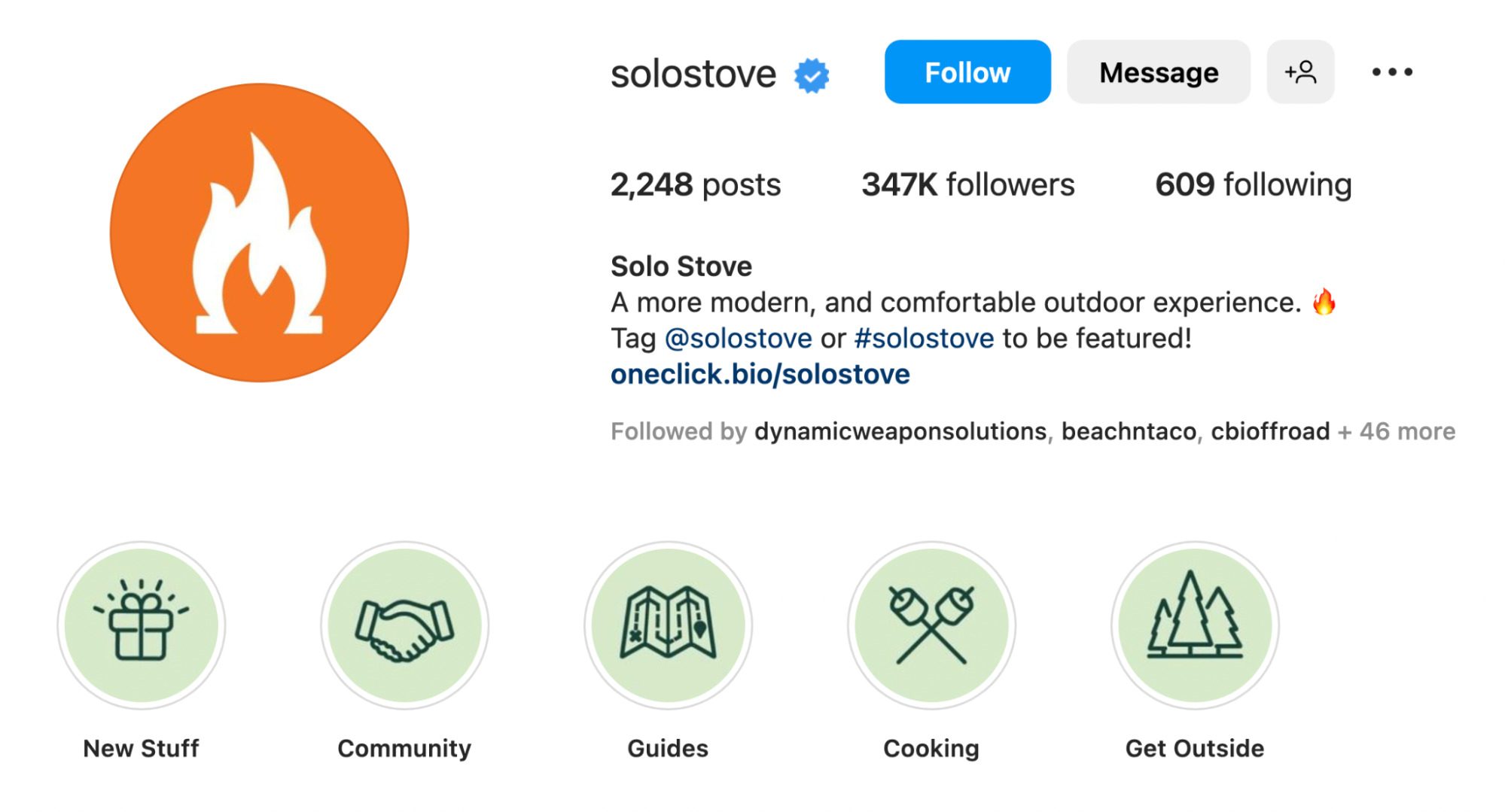 Cuenta de Instagram de Solo Stove.