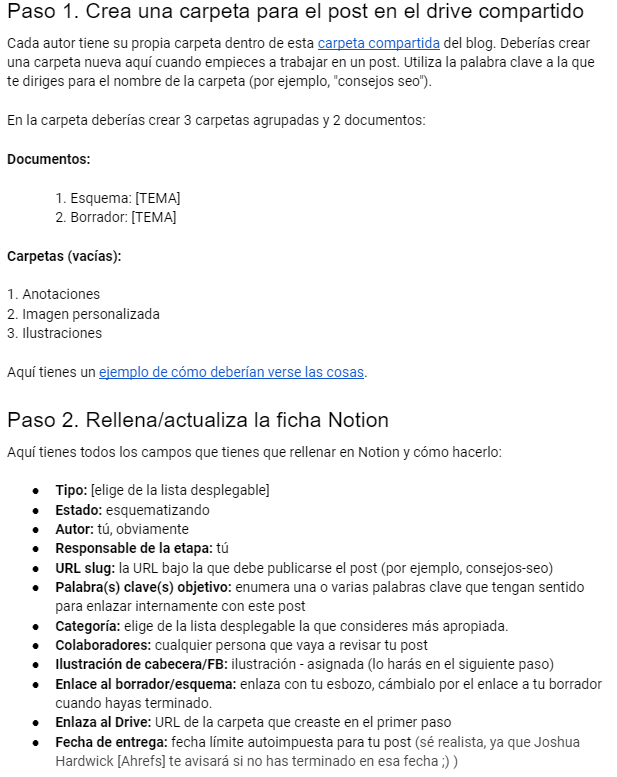 Procedimiento normalizado de Ahrefs para la creación de contenidos.
