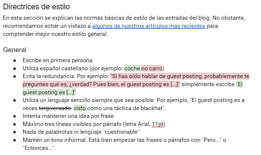 Directrices de estilo de Ahrefs.