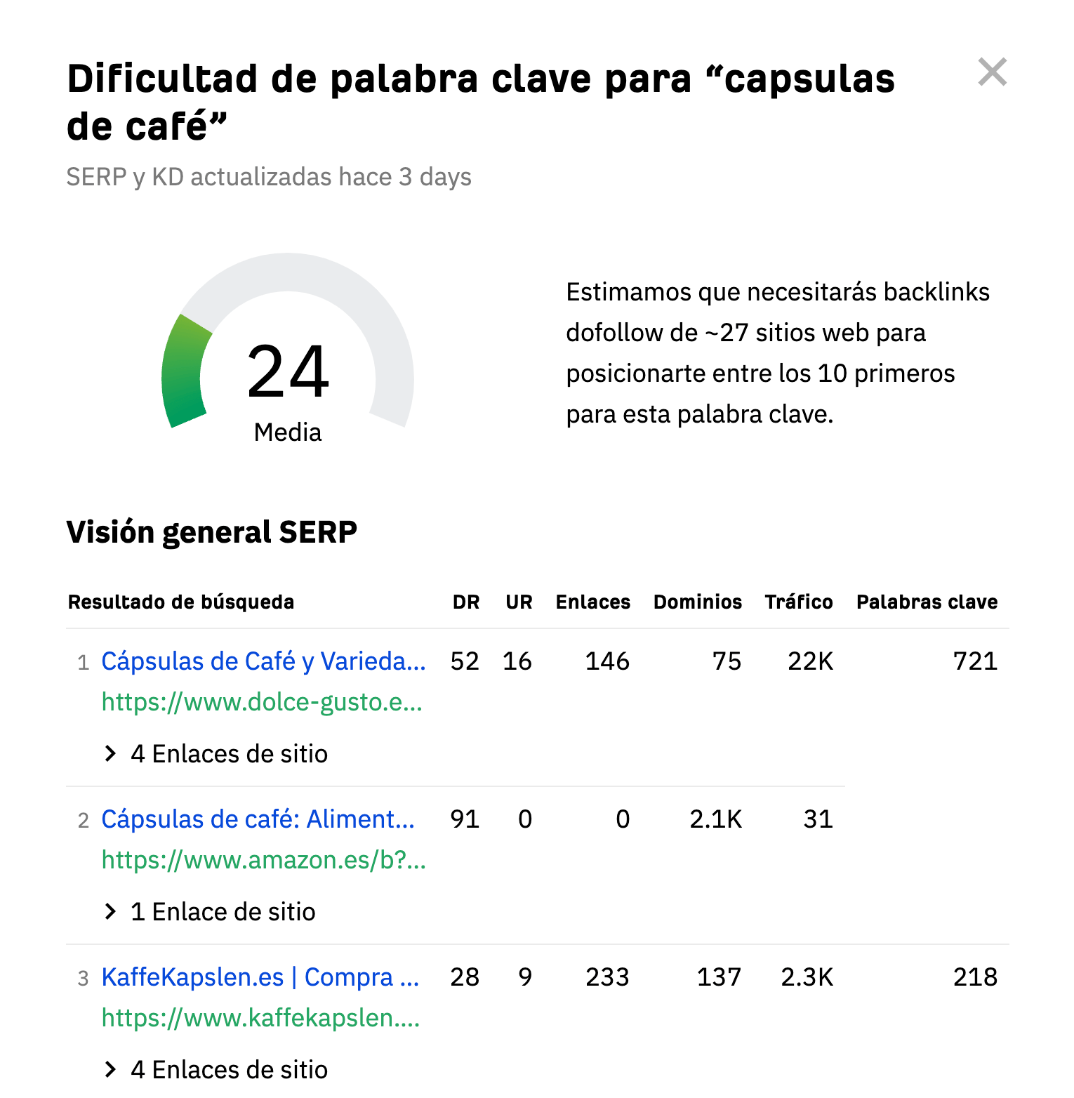 Comprobador gratuito de dificultad de palabras clave de Ahrefs