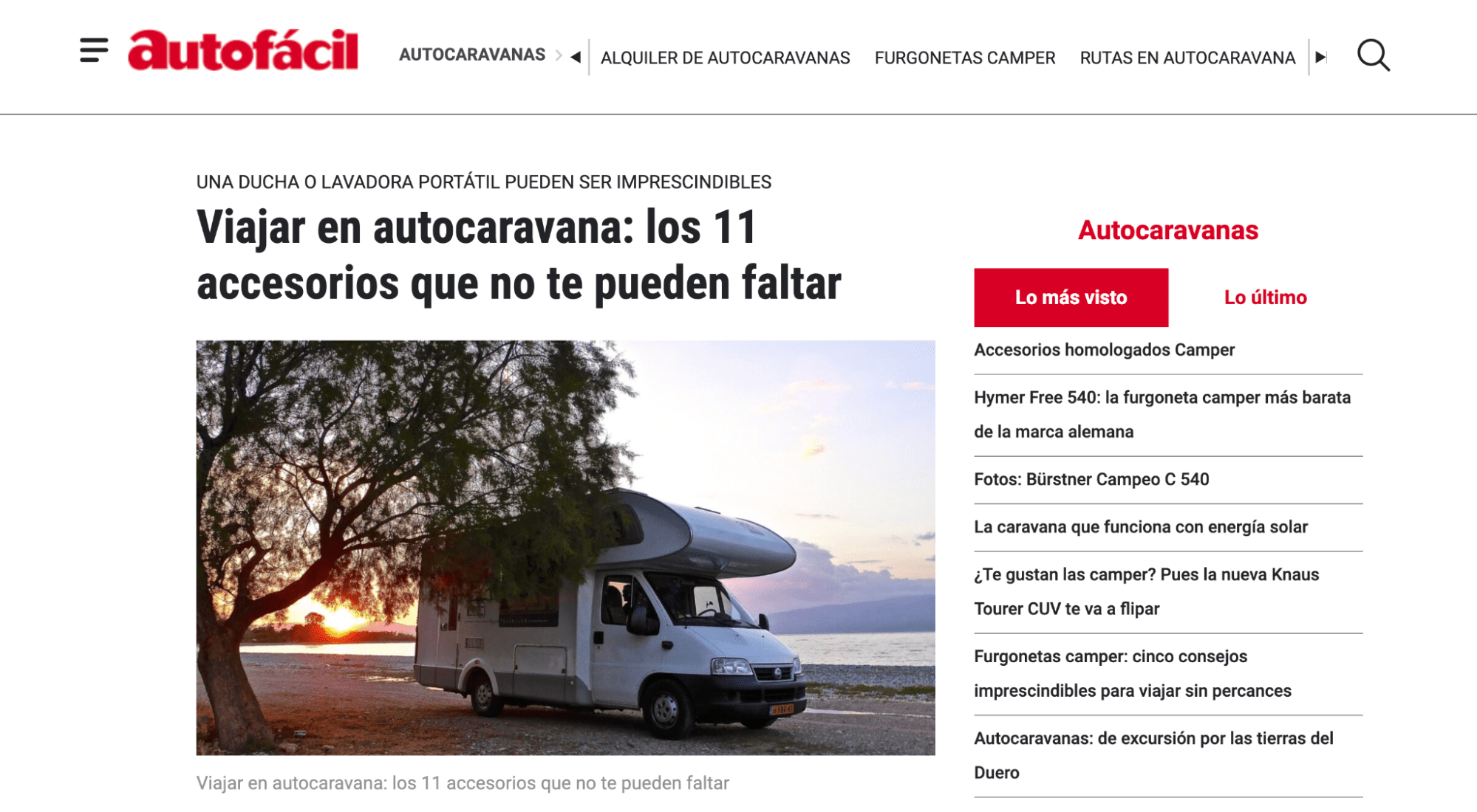 Ejemplo de artículo sobre los mejores accesorios para autocaravanas
