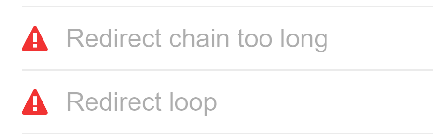 Cadena de redirecciones demasiado larga y problemas con el bucle de redirecciones, a través de Site Audit de Ahrefs.