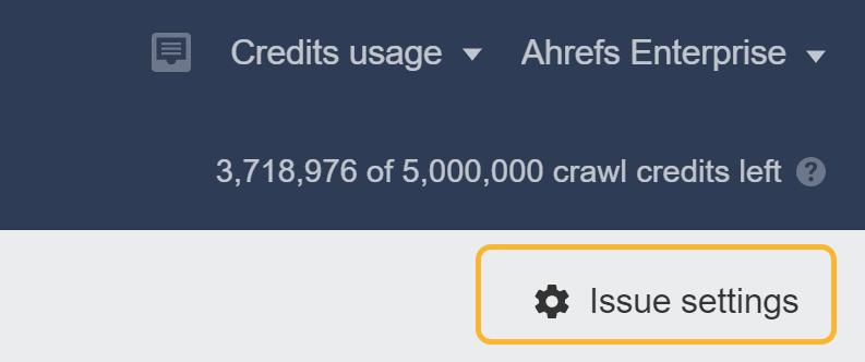 Ajuste de prioridad de las incidencias en "Configuración de incidencias" en Site Audit de Ahrefs