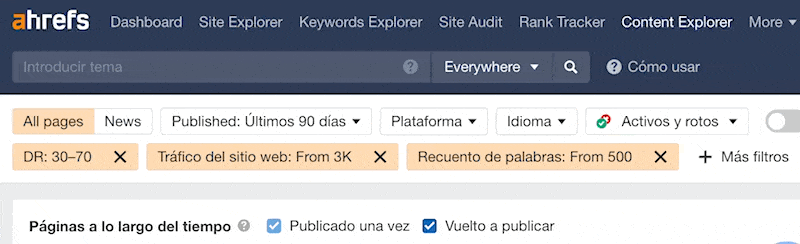 Filtros para encontrar oportunidades como autor invitado