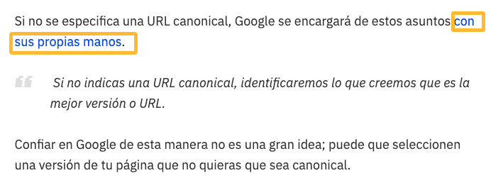 Captura de pantalla que muestra un texto ancla