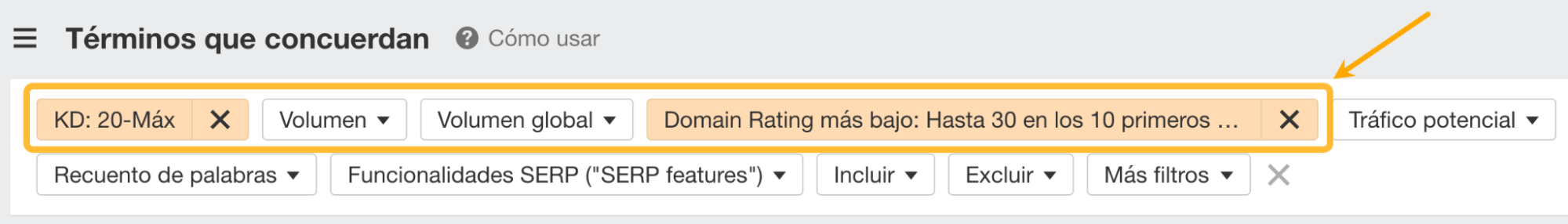Filtro para keywords altamente competitivas. 