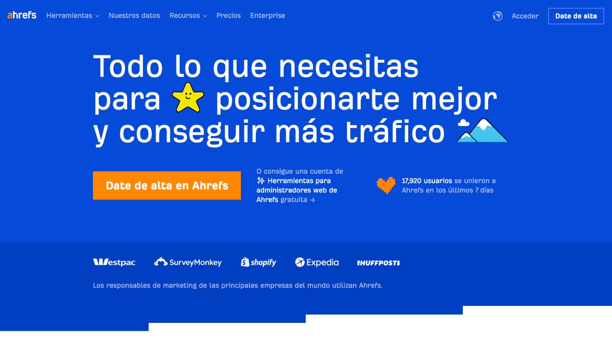 La propuesta de valor de Ahrefs en su web