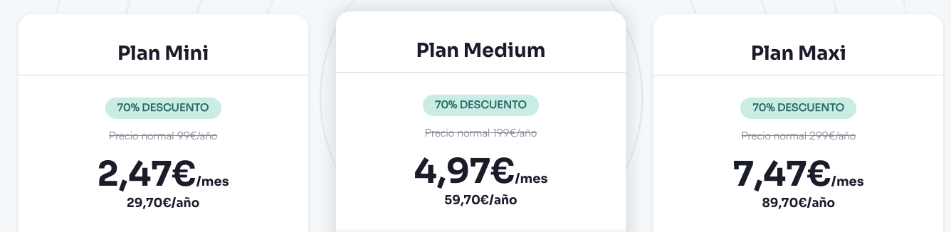 Captura de pantalla de un proveedor de hosting con WordPress en España (WebEmpresa)