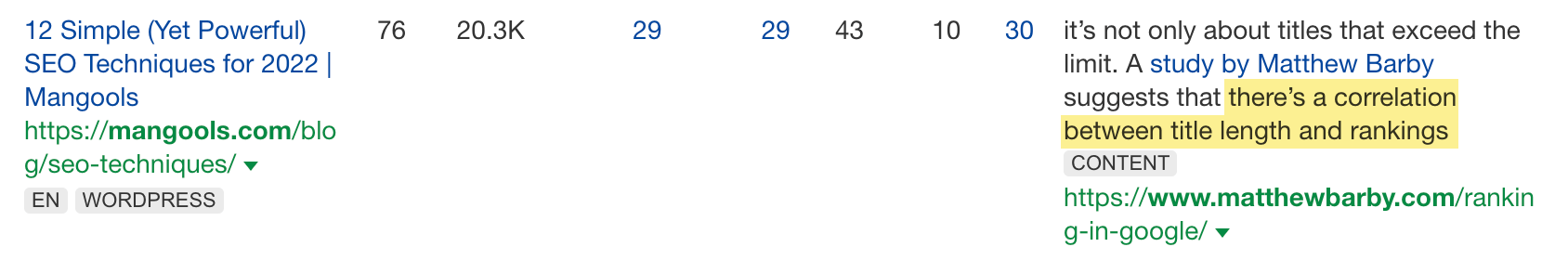 Otro ejemplo de un backlink que hace referencia a estadísticas e investigaciones originales a través de Site Explorer de Ahrefs.