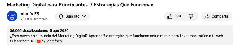 Visitas a un vídeo de YouTube