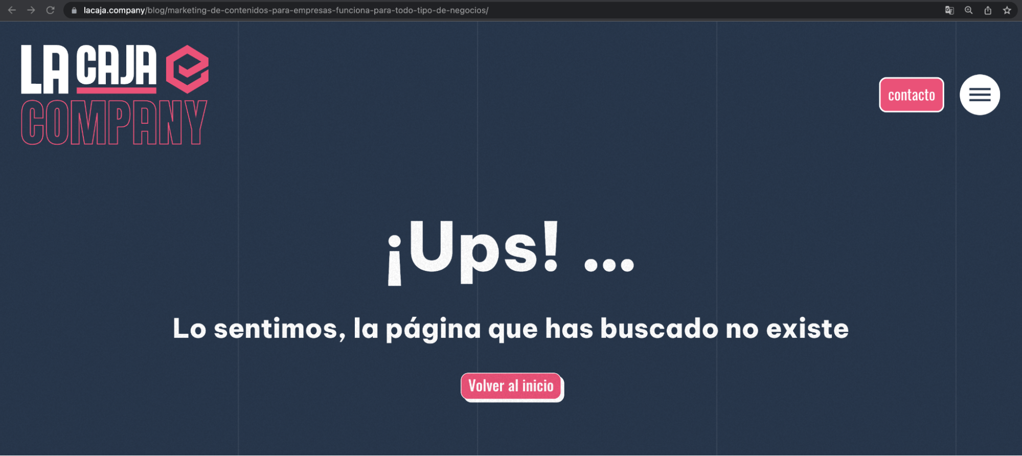 Ejemplo de una página rota.