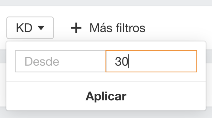 Filtrado de palabras clave de baja dificultad (KD).