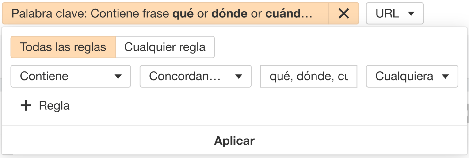 Modificadores de preguntas en Keywords Explorer