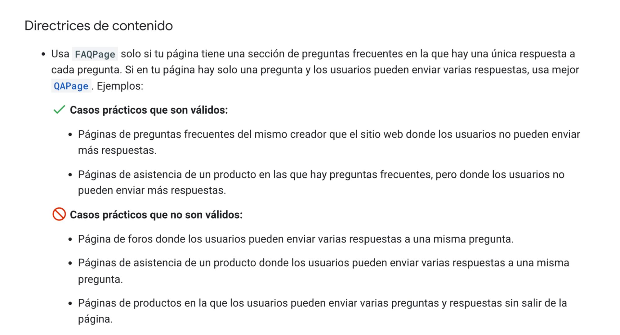 Pautas de Google para FAQs
