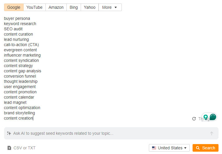 Terminos tecnicos en Keywords Explorer