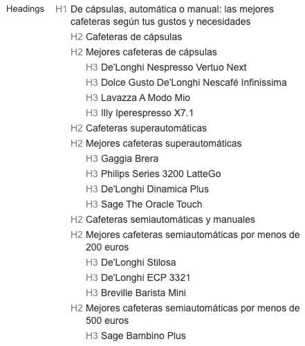 Análisis de la estructura del contenido con la barra de herramientas SEO de Ahrefs