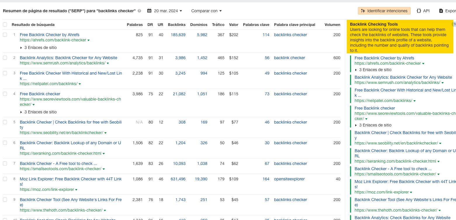 Identifación de la intención de búsqueda con la IA de Ahrefs