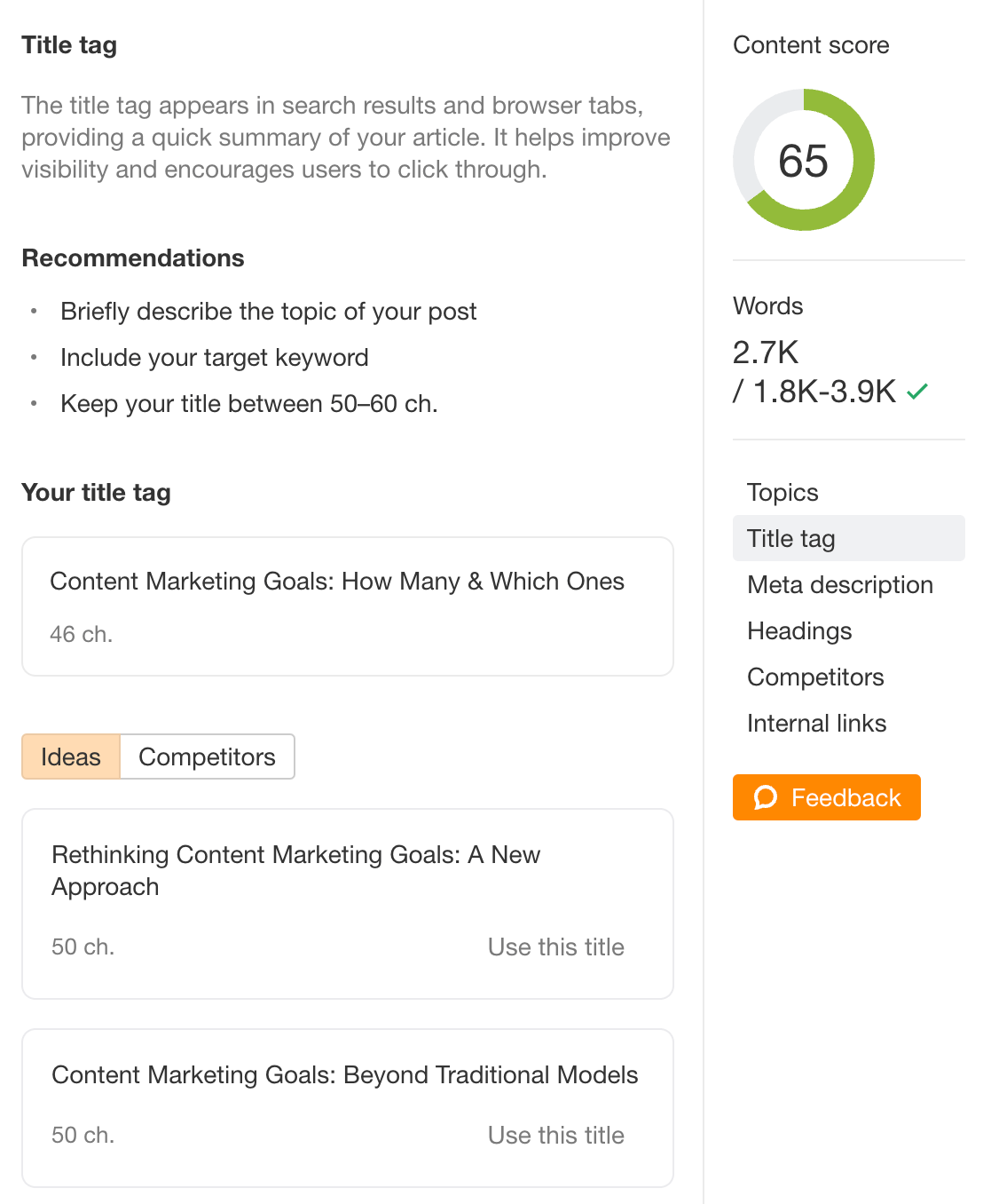Brainstorming de etiquetas de título.
