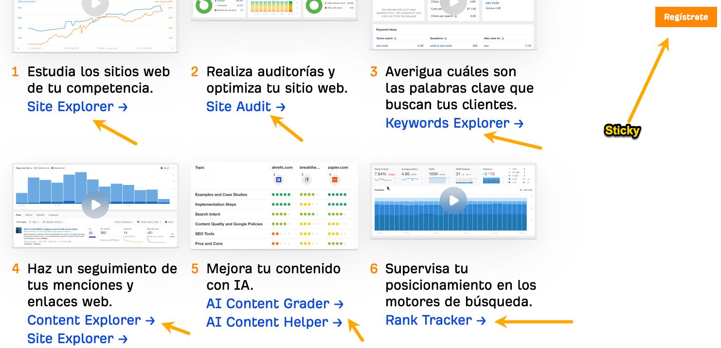 CTAs en la página de Ahrefs