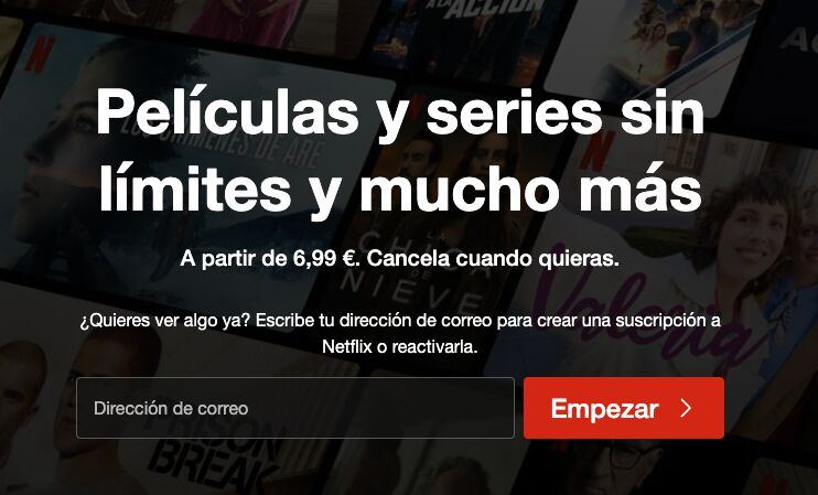 Formulario de alta en Netflix