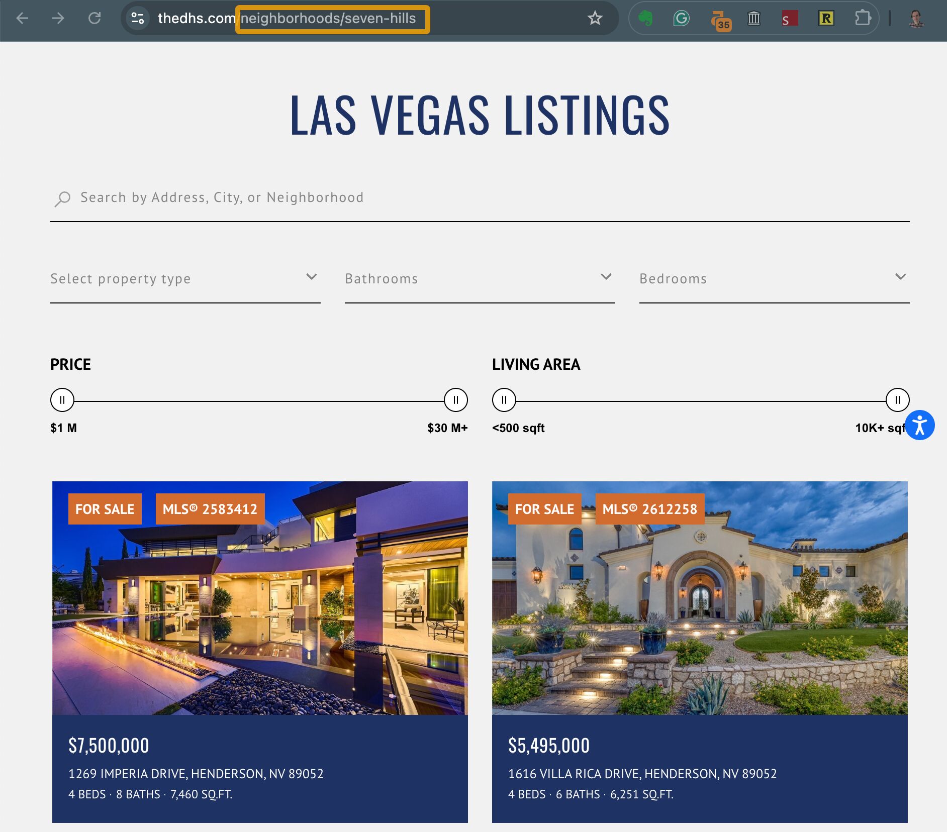 Destaca inmuebles seleccionados en una guía de barrios.