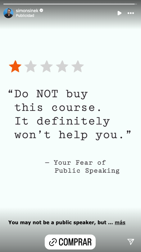 Anuncio de Instagram de Simon Sinek