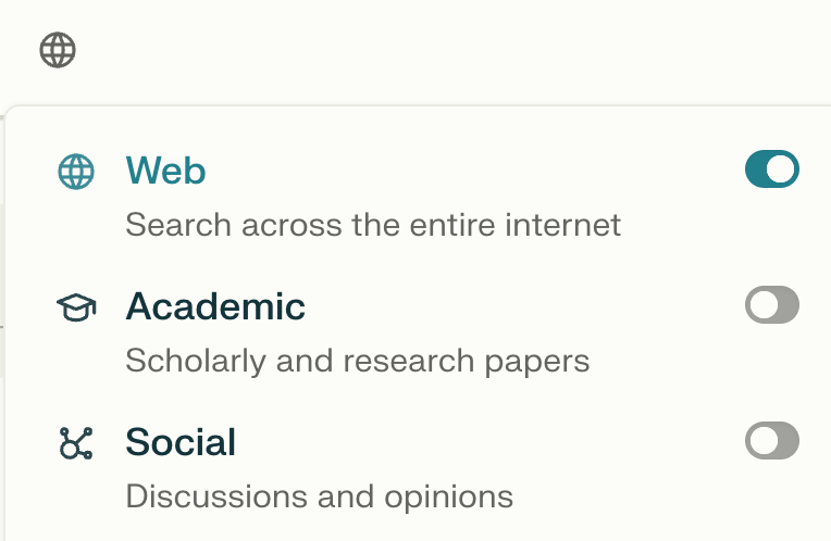 Elegir tus fuentes en Perplexity