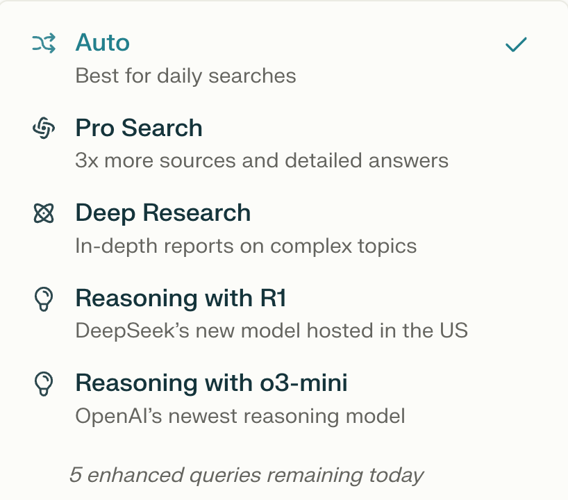 Elegir tus modelos LLM en Perplexity