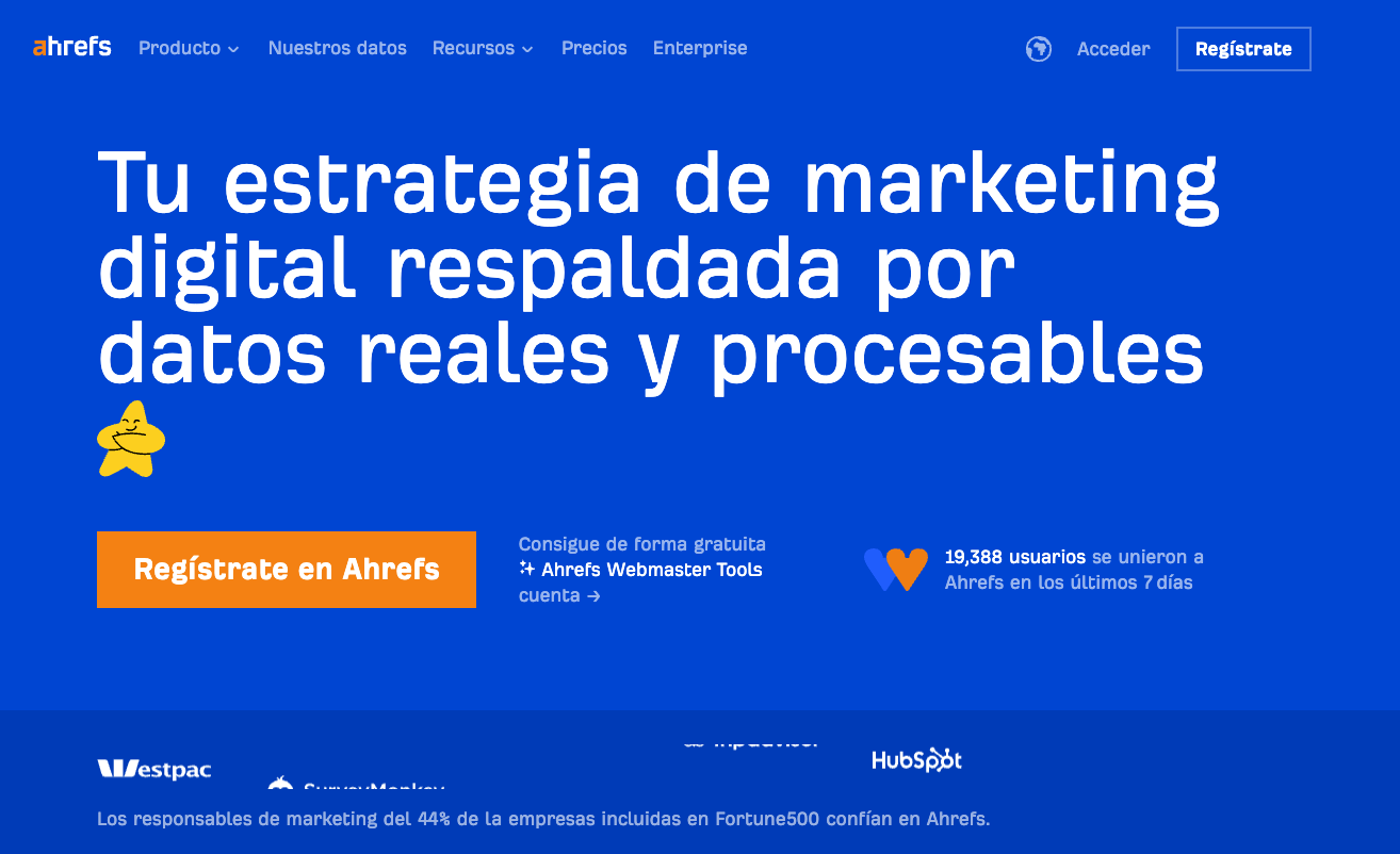 Ejemplo de call to action en la web de Ahrefs