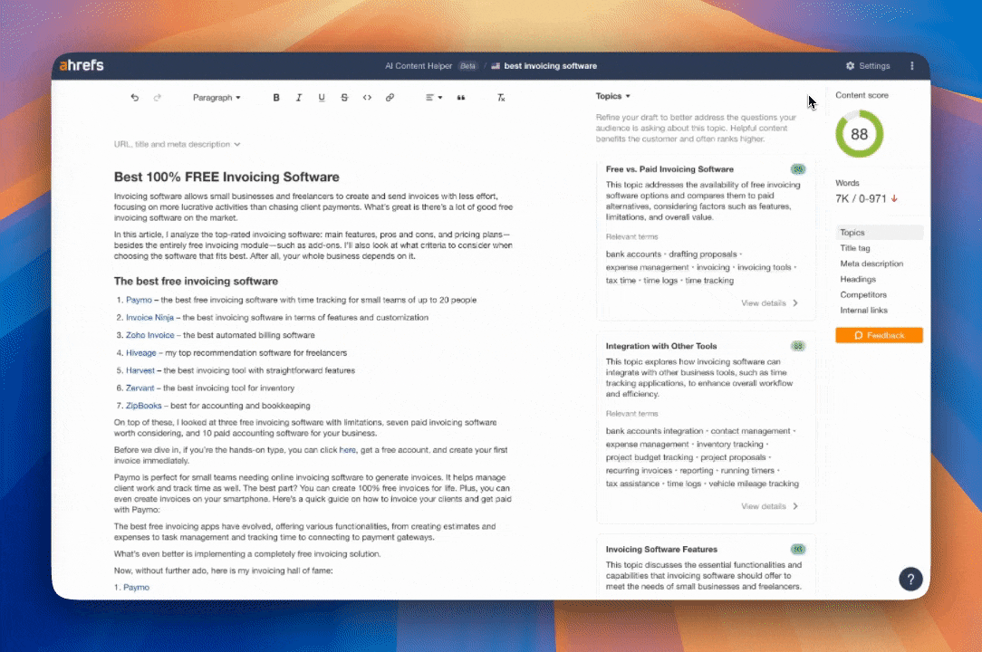 AI Content Helper de Ahrefs