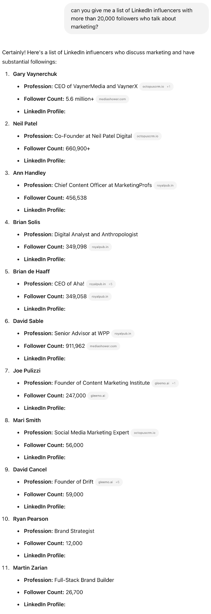 Cómo usar ChatGPT para encontrar influencers de LinkedIn para patrocinar