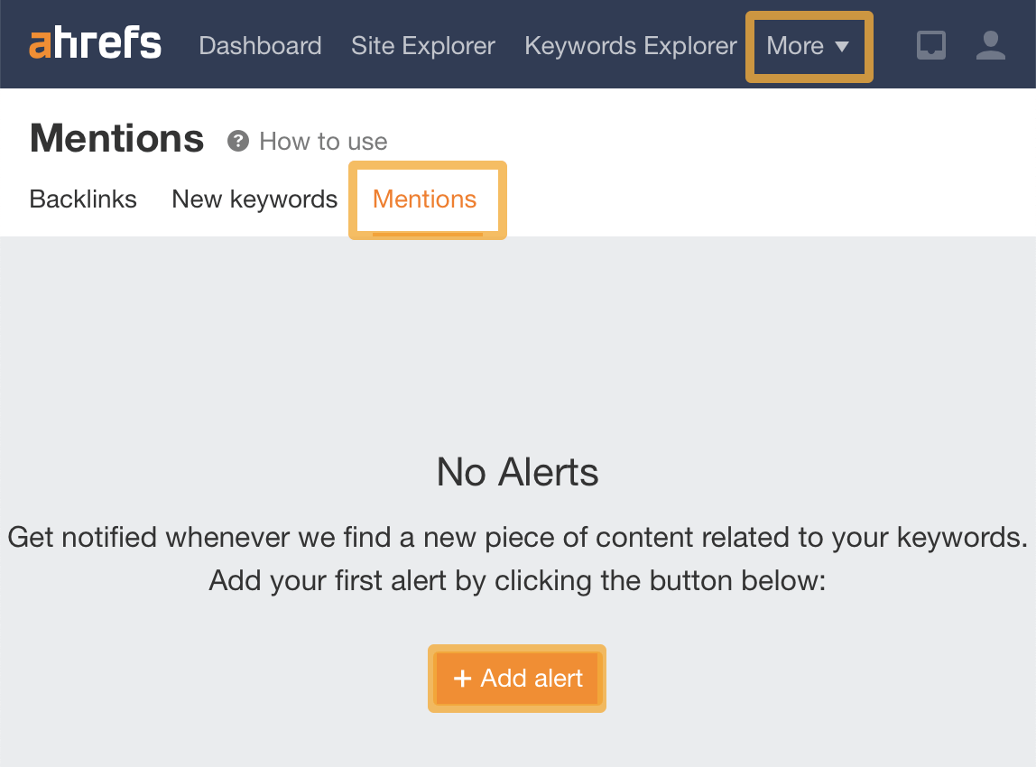 Configurando Ahrefs Alerts.