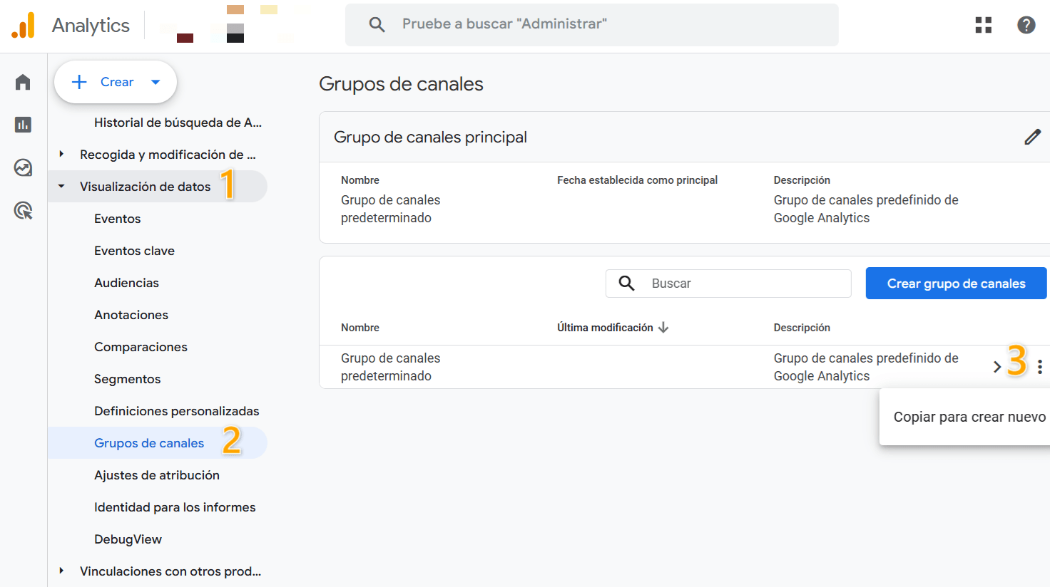 Captura de pantalla en Google Analytics 4