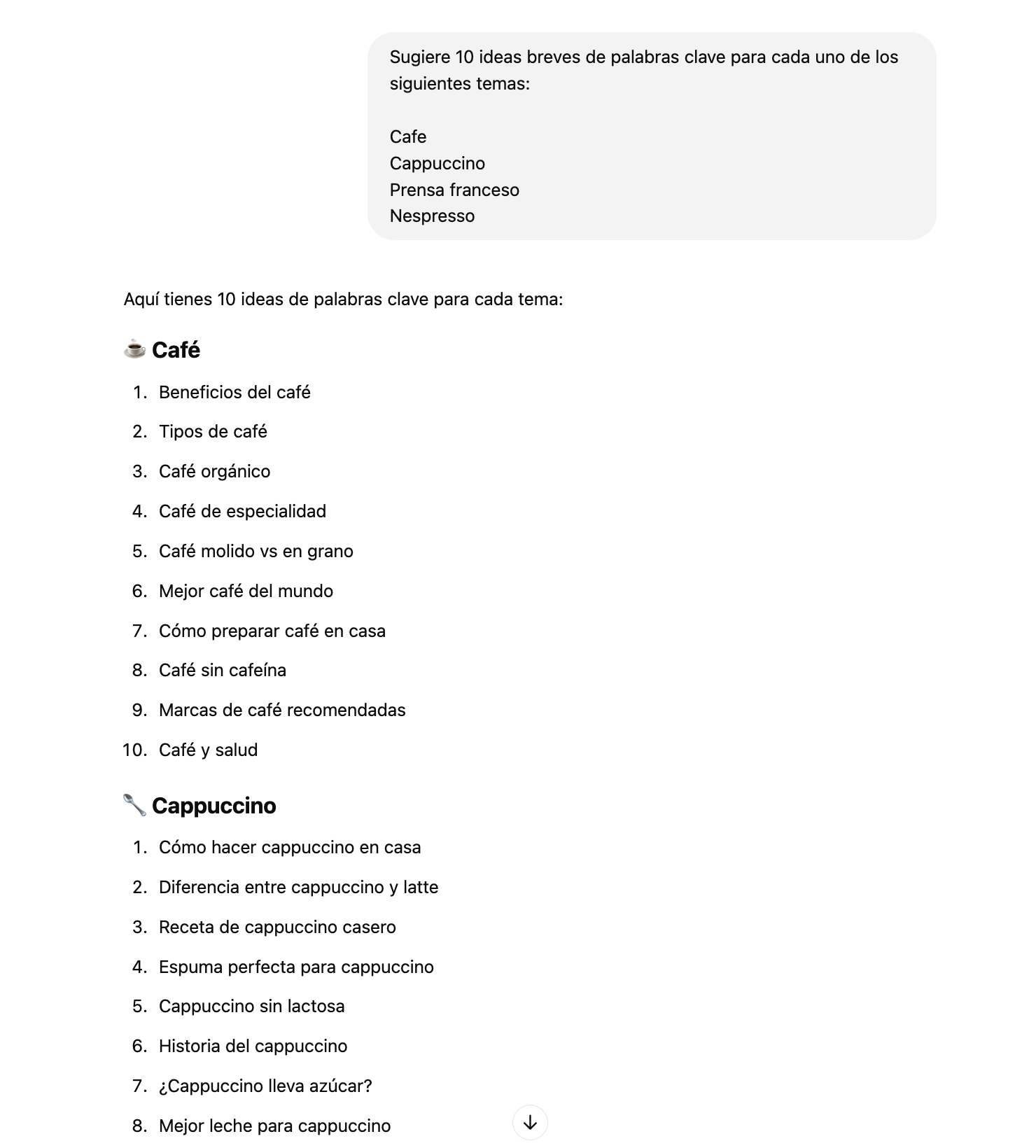 Puedes usar ChatGPT para hacer keyword research.