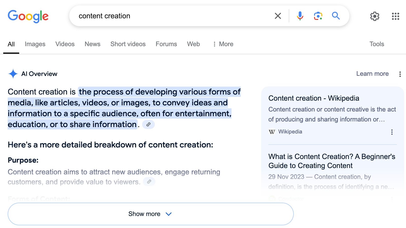 Ejemplo de AI Overview.